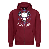 Burgundy i sin a lotl hail satan pentagram Zipper Hoodie - artisFamous