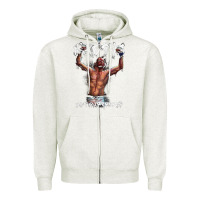 Oatmeal Heather NATE DIAZ Zipper Hoodie - artisFamous