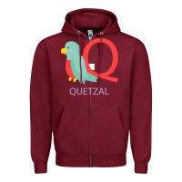 Burgundy Cute Quetzal Kid's Zipper Hoodie - artisFamous