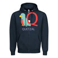 Navy Cute Quetzal Kid's Zipper Hoodie - artisFamous