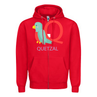 Red Cute Quetzal Kid's Zipper Hoodie - artisFamous