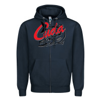 Navy bara cuda Zipper Hoodie - artisFamous