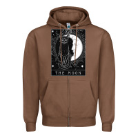 Chestnut tarot card crescent moon and cat graphic Zipper Hoodie - artisFamous