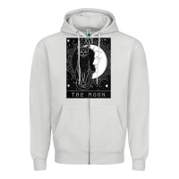 Dove Grey tarot card crescent moon and cat graphic Zipper Hoodie - artisFamous