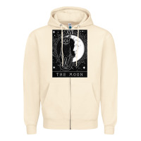 Sandshell tarot card crescent moon and cat graphic Zipper Hoodie - artisFamous