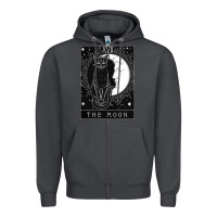 Smoke tarot card crescent moon and cat graphic Zipper Hoodie - artisFamous
