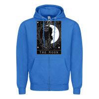 True Royal tarot card crescent moon and cat graphic Zipper Hoodie - artisFamous