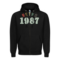 Black Retro 1987 Zipper Hoodie - artisFamous