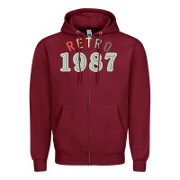 Burgundy Retro 1987 Zipper Hoodie - artisFamous