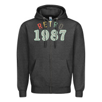 Charcoal Heather Retro 1987 Zipper Hoodie - artisFamous