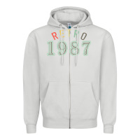 Dove Grey Retro 1987 Zipper Hoodie - artisFamous