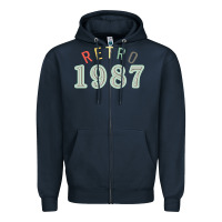 Navy Retro 1987 Zipper Hoodie - artisFamous