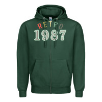 Sports Green Retro 1987 Zipper Hoodie - artisFamous