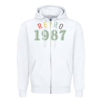 White Retro 1987 Zipper Hoodie - artisFamous