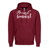 Burgundy Proud feminist Zipper Hoodie - artisFamous