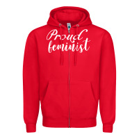 Red Proud feminist Zipper Hoodie - artisFamous