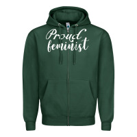 Sports Green Proud feminist Zipper Hoodie - artisFamous