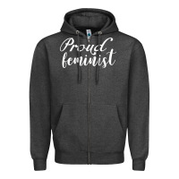 Charcoal Heather Proud feminist Zipper Hoodie - artisFamous