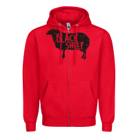 Red black sheep silhouette Zipper Hoodie - artisFamous