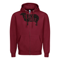 Burgundy black sheep silhouette Zipper Hoodie - artisFamous