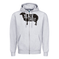Heather Grey black sheep silhouette Zipper Hoodie - artisFamous