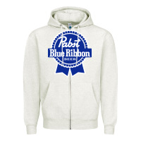 Oatmeal Heather pabst blue ribbon Zipper Hoodie - artisFamous