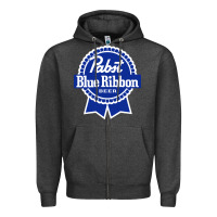 Charcoal Heather pabst blue ribbon Zipper Hoodie - artisFamous