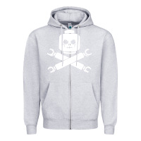 Heather Grey block face pirate Zipper Hoodie - artisFamous