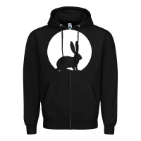 Black bunny and full moon funny Zipper Hoodie - artisFamous