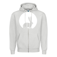 Dove Grey bunny and full moon funny Zipper Hoodie - artisFamous
