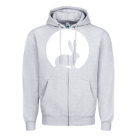 Heather Grey bunny and full moon funny Zipper Hoodie - artisFamous