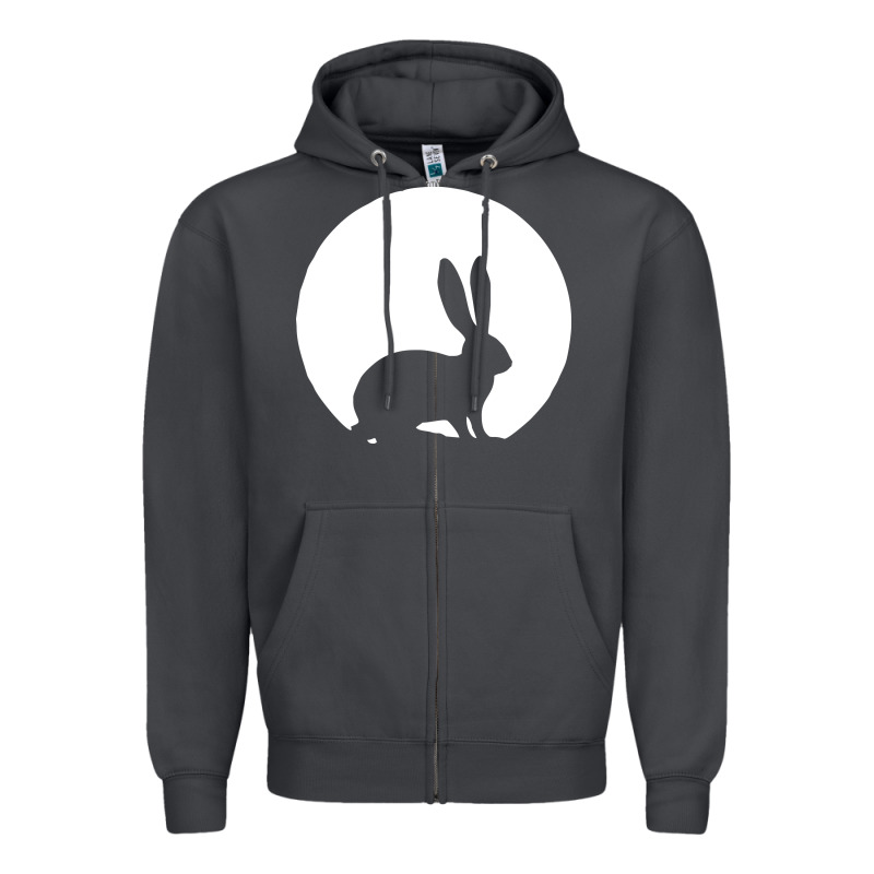 Bunny And Full Moon Funny Zipper Hoodie by artisFamous | Teevron