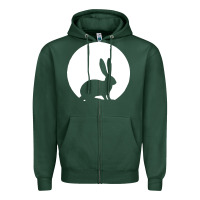 Sports Green bunny and full moon funny Zipper Hoodie - artisFamous