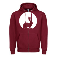 Burgundy bunny and full moon funny Zipper Hoodie - artisFamous