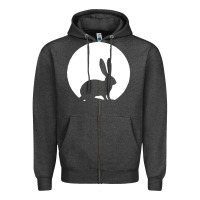 Charcoal Heather bunny and full moon funny Zipper Hoodie - artisFamous