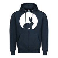 Navy bunny and full moon funny Zipper Hoodie - artisFamous