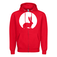 Red bunny and full moon funny Zipper Hoodie - artisFamous