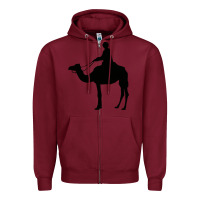 Burgundy camel rider Zipper Hoodie - artisFamous