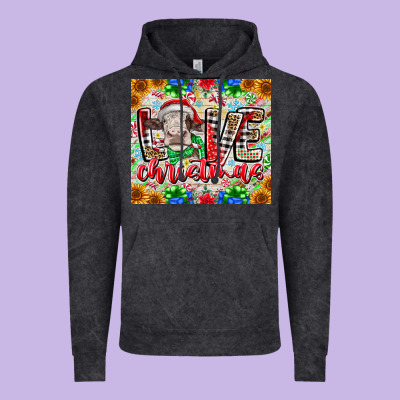 Love Christmas Cow Vintage Hoodie Designed By Cowhidedigitalart