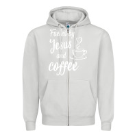 Dove Grey Fueled by jesus and coffee Zipper Hoodie - artisFamous