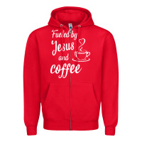 Red Fueled by jesus and coffee Zipper Hoodie - artisFamous
