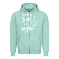 Seafoam Fueled by jesus and coffee Zipper Hoodie - artisFamous