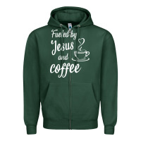 Sports Green Fueled by jesus and coffee Zipper Hoodie - artisFamous