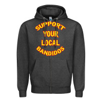 Charcoal Heather bandidos support your local texas Zipper Hoodie - artisFamous