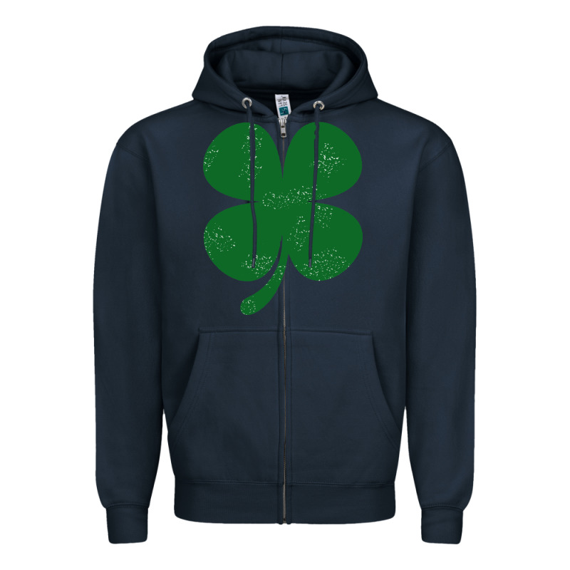 Distressed Green Four Leaf Clover Zipper Hoodie by artisFamous | Teevron