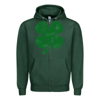 Sports Green distressed green four leaf clover Zipper Hoodie - artisFamous