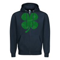 Navy distressed green four leaf clover Zipper Hoodie - artisFamous