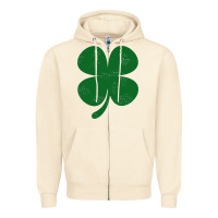 Sandshell distressed green four leaf clover Zipper Hoodie - artisFamous