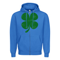True Royal distressed green four leaf clover Zipper Hoodie - artisFamous