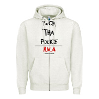 Oatmeal Heather fck tha police Zipper Hoodie - artisFamous